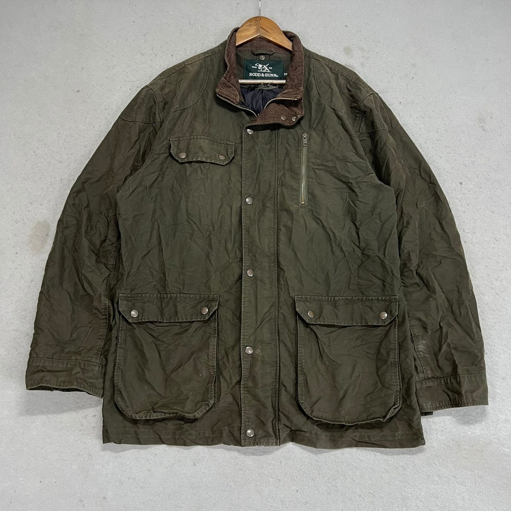 Rodd & Gunn Harper Waxed Field Jacket Men 2XL Forest Green Coat Military Utility - Picture 2 of 15